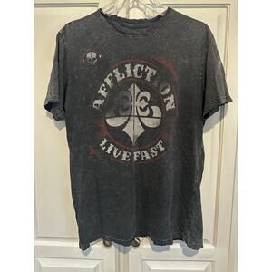 Affliction Live Fast Men’s Size Medium T-shirt Distressed Skull Y2K Biker Grunge